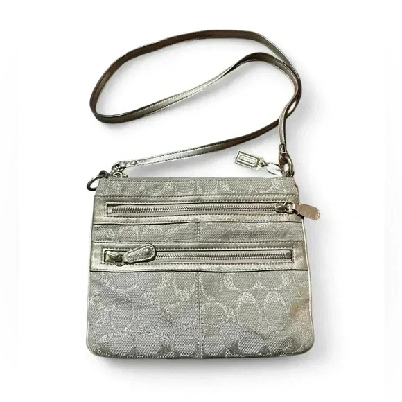 COACH BONNIE SIGNATURE ZIP CROSSBODY BAG GOLD - Picture 1 of 6